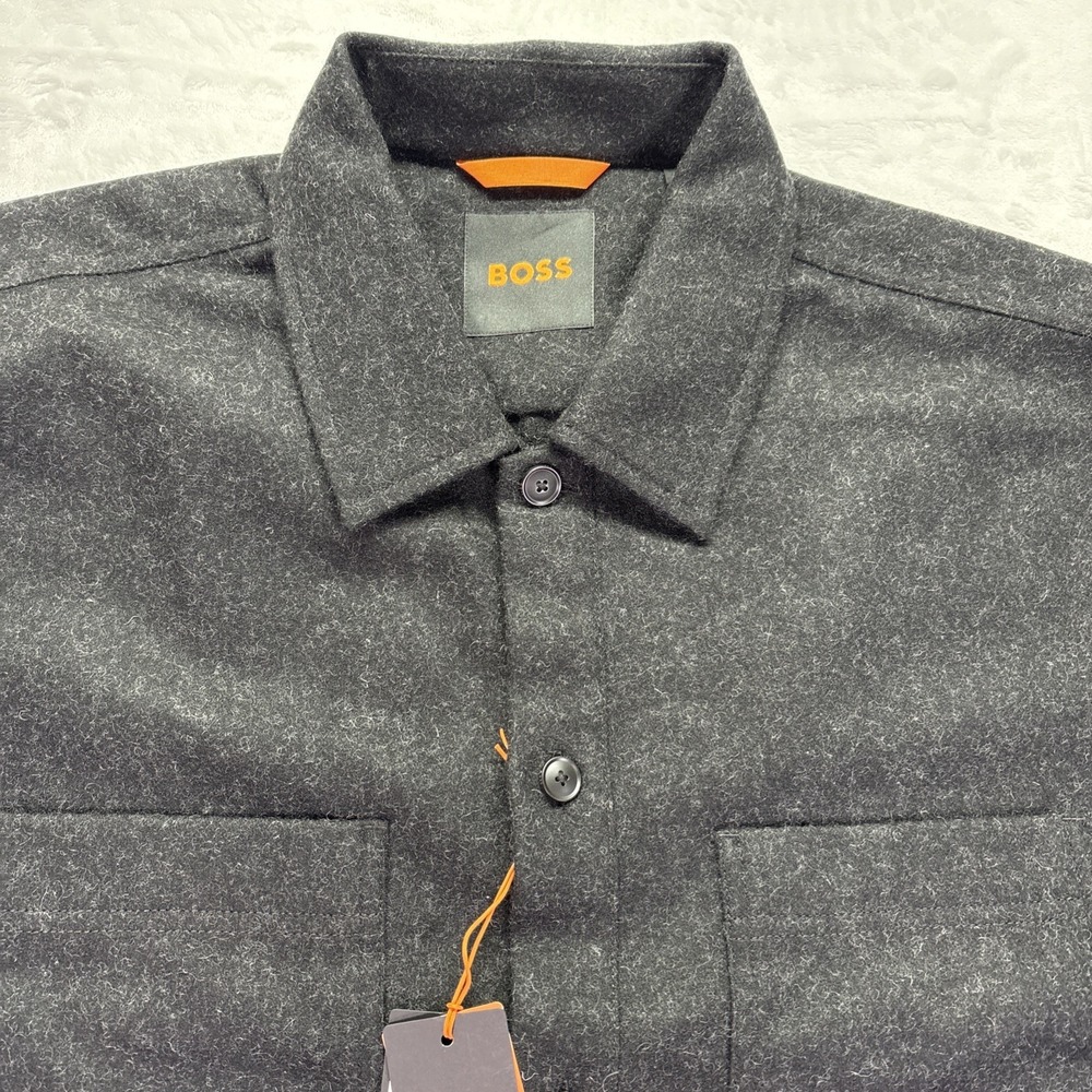 BOSS Men's Garment Dyed Twill Overshirt /jacket XL Black